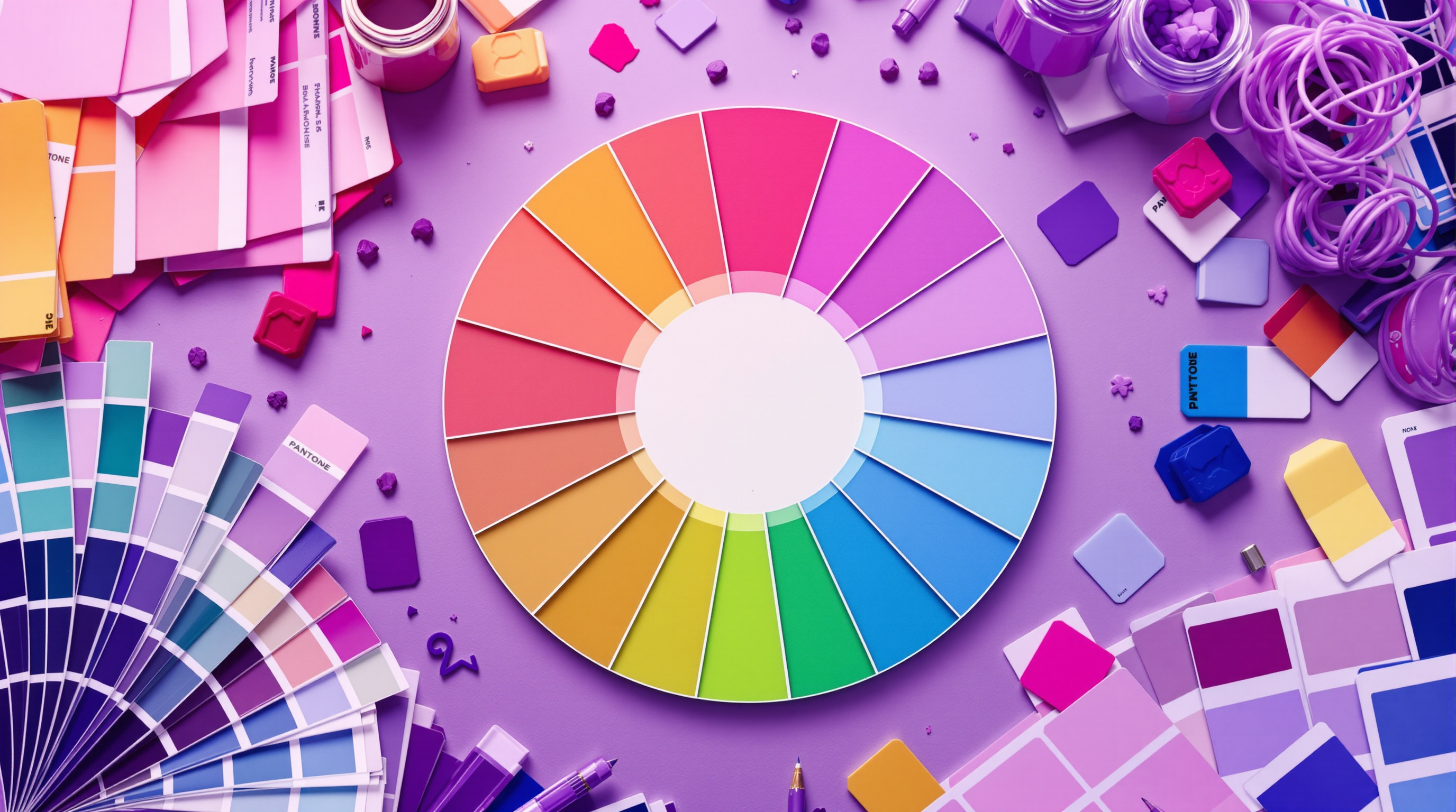 Color wheel and Pantone swatches