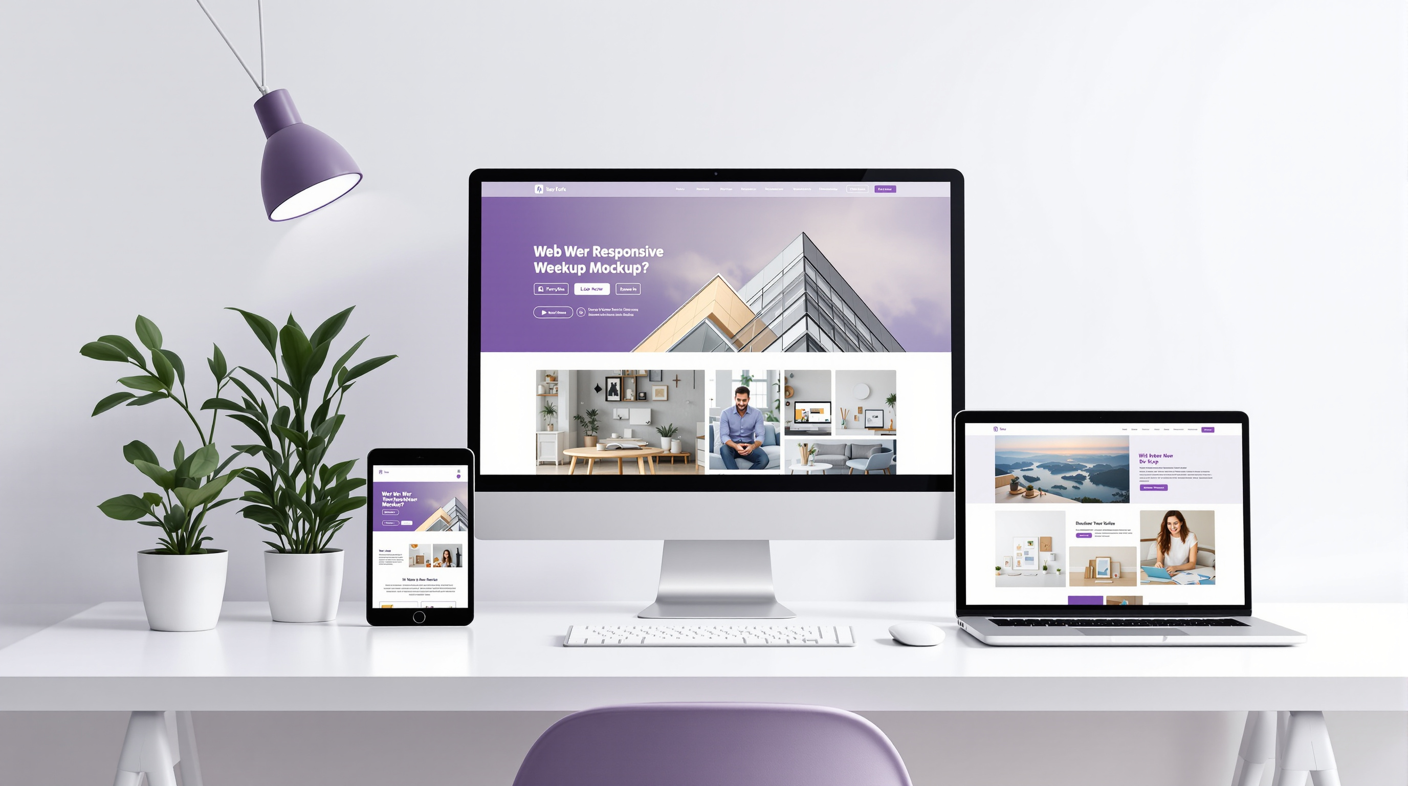 Modern web design mockups on multiple devices